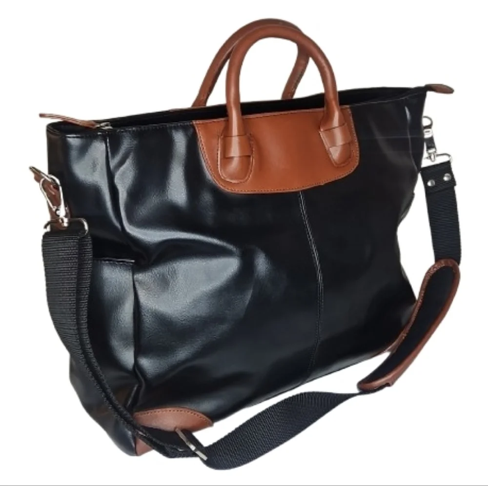 Black and Brown Leather Tote Bag